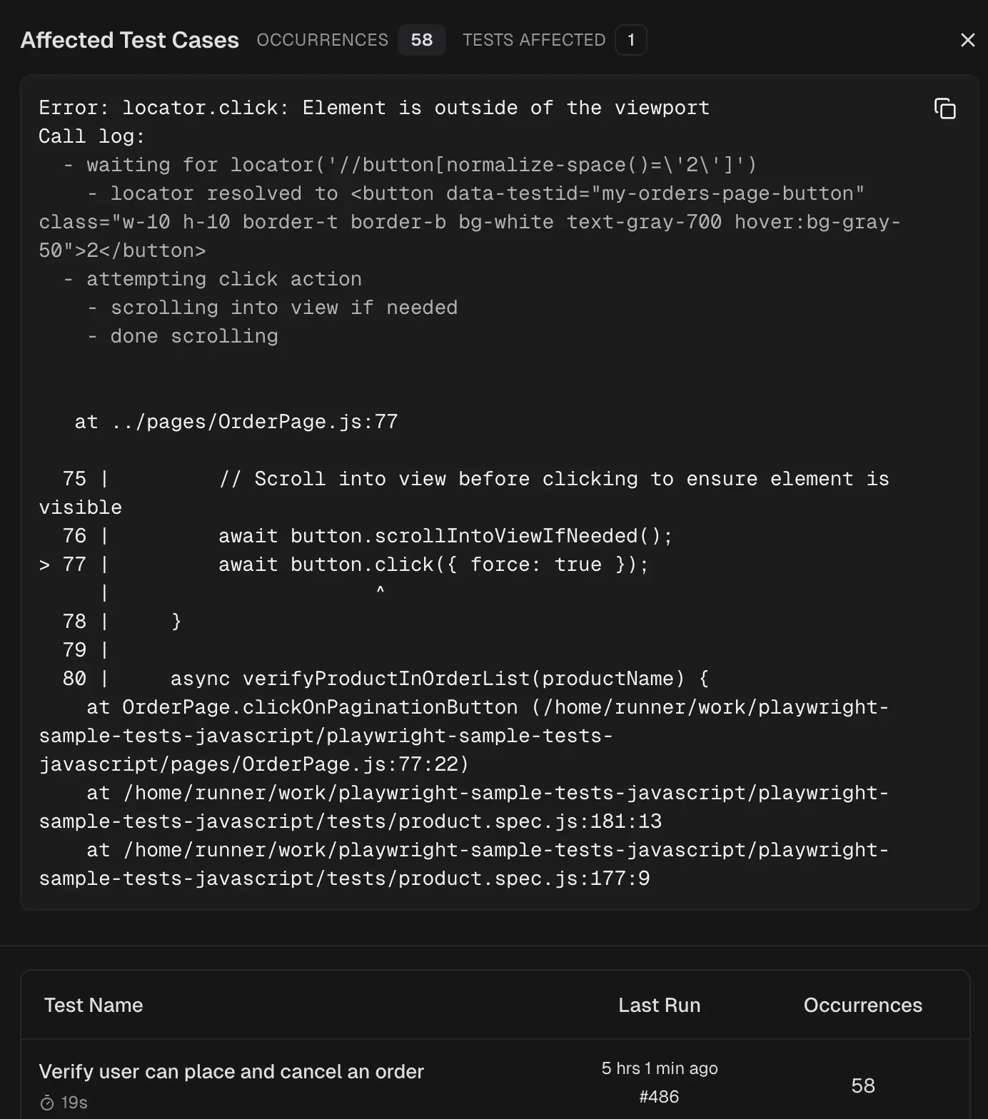 Analytics-Error-Side panel