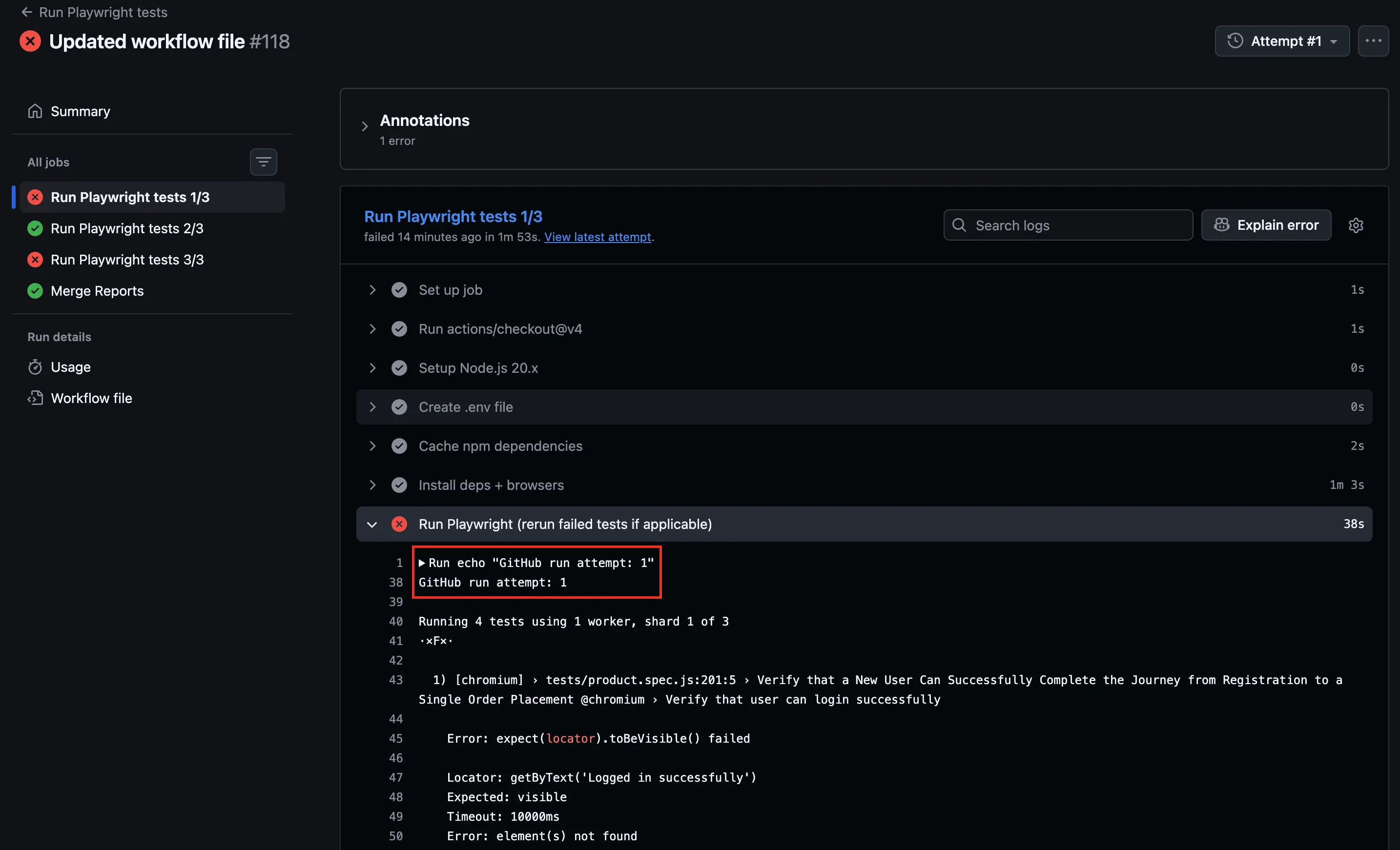 Step 2: Check run attempt
