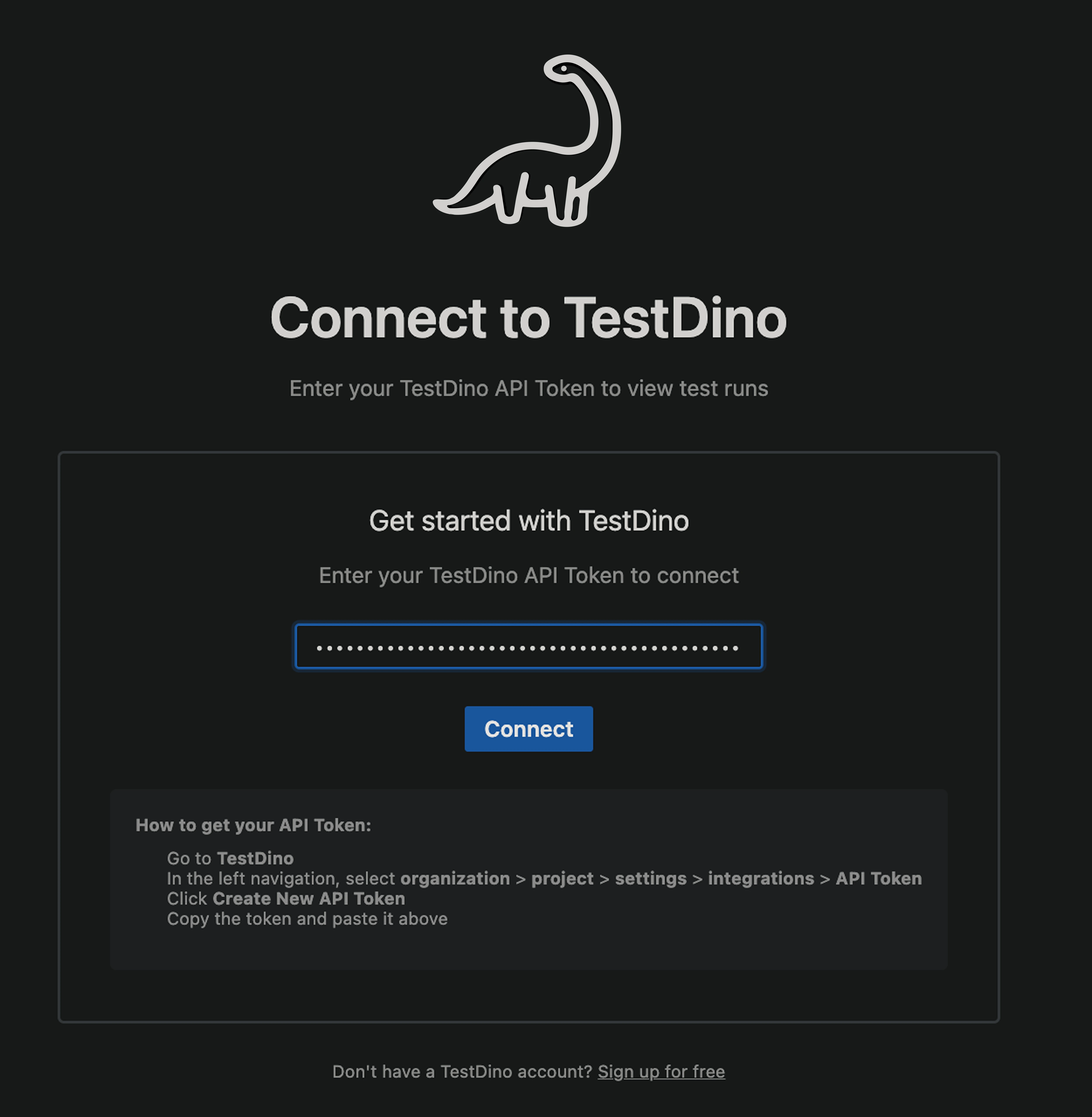 Connect using API token