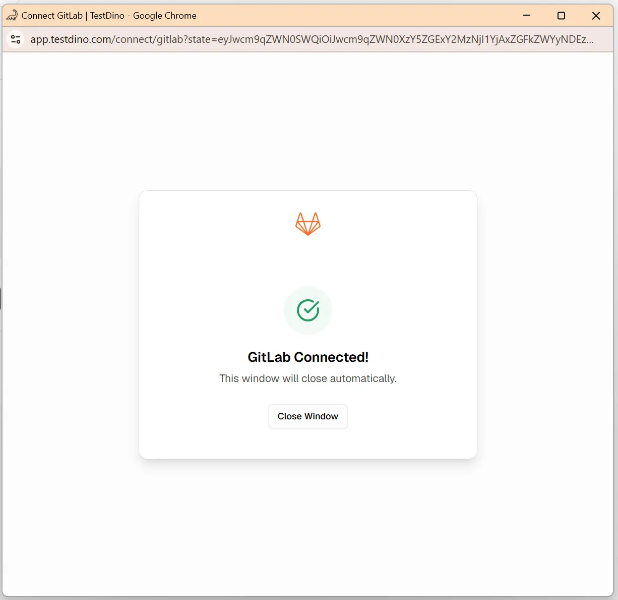 GitLab Connected confirmation screen after OAuth authorization