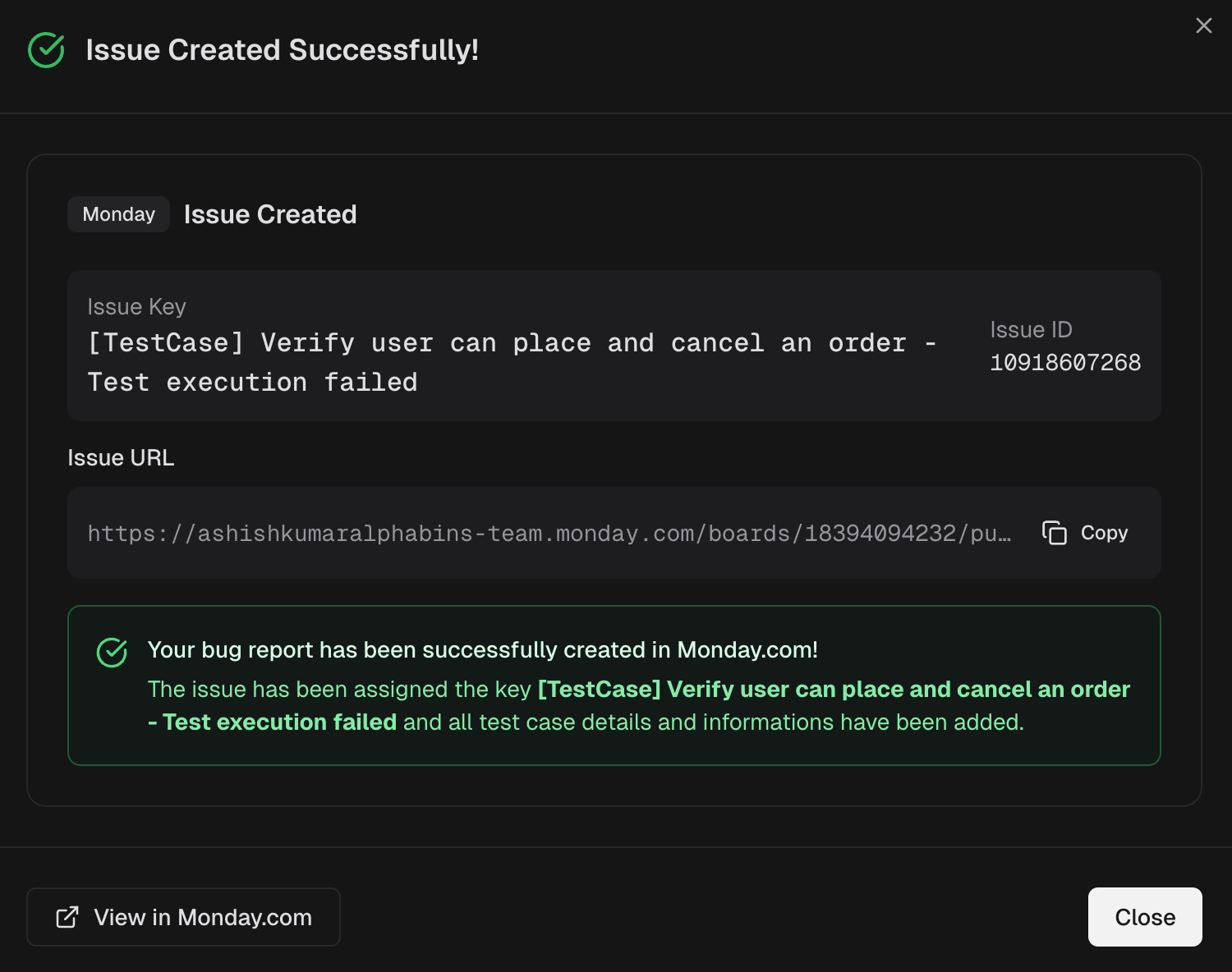 Created Monday issue