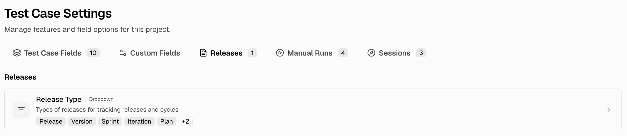 Settings page showing Releases tab with Release Type options
