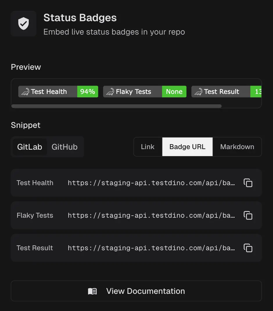 GitLab status badges configuration