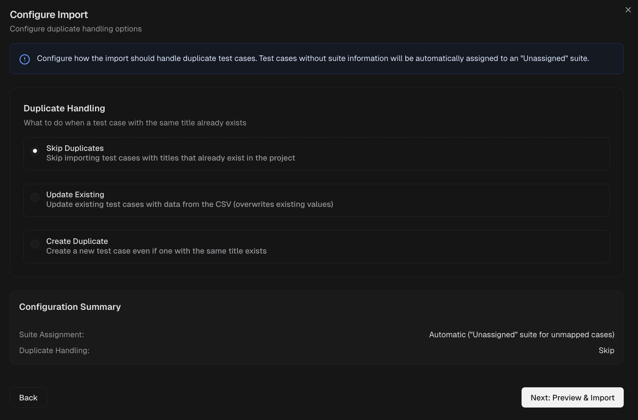 Configure Duplicate Handling