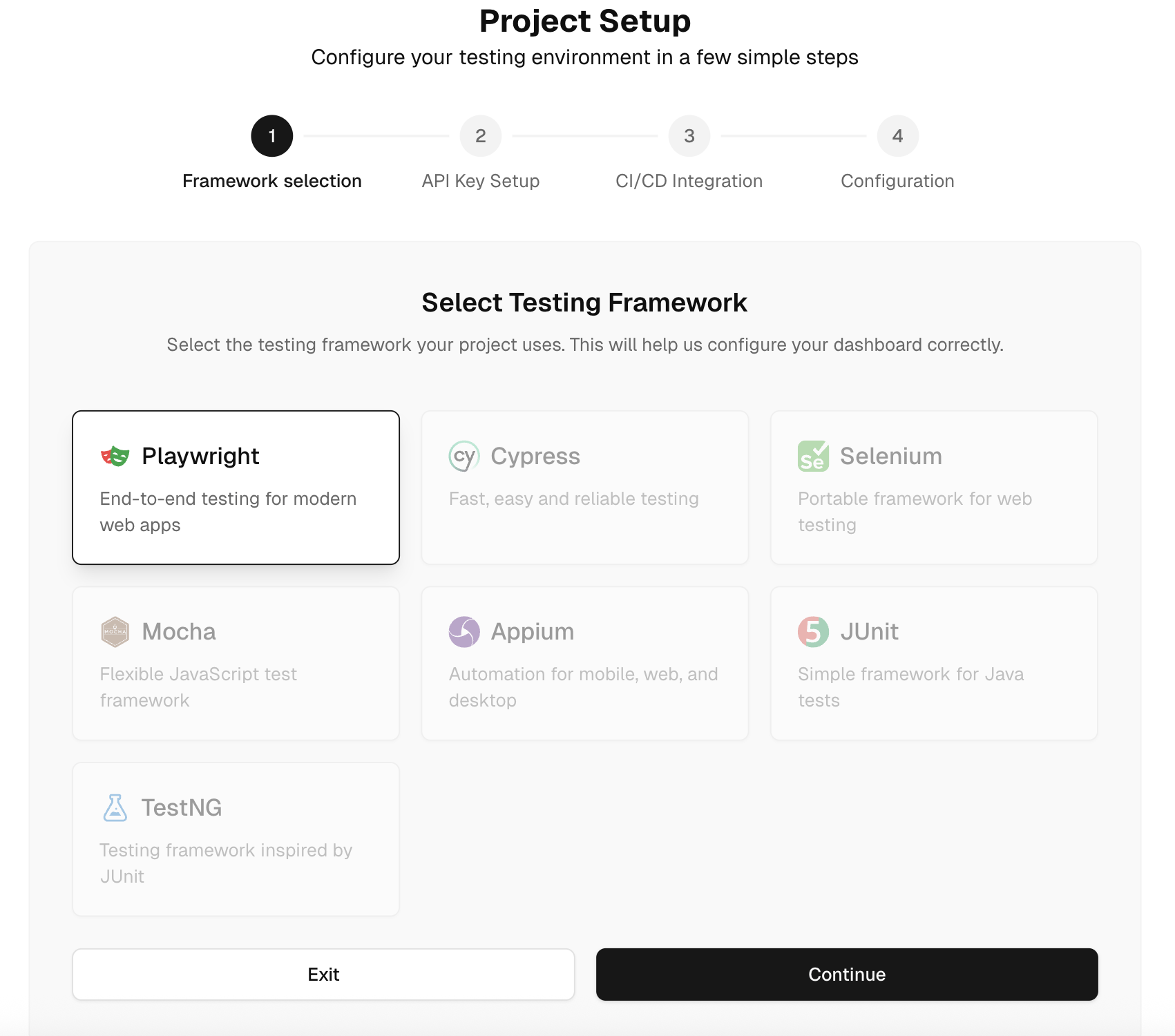Select a framwork