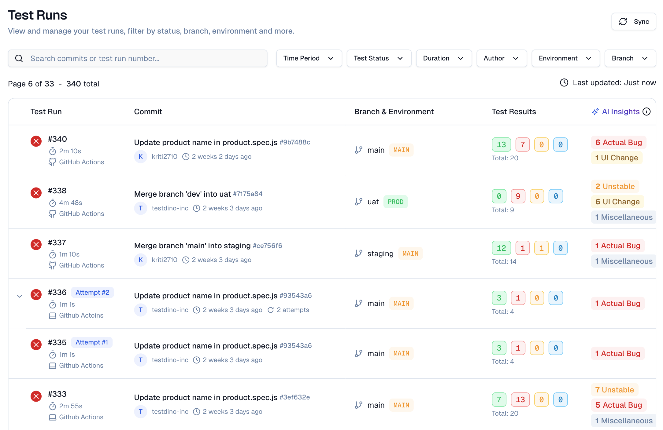 Test Run Key Columns