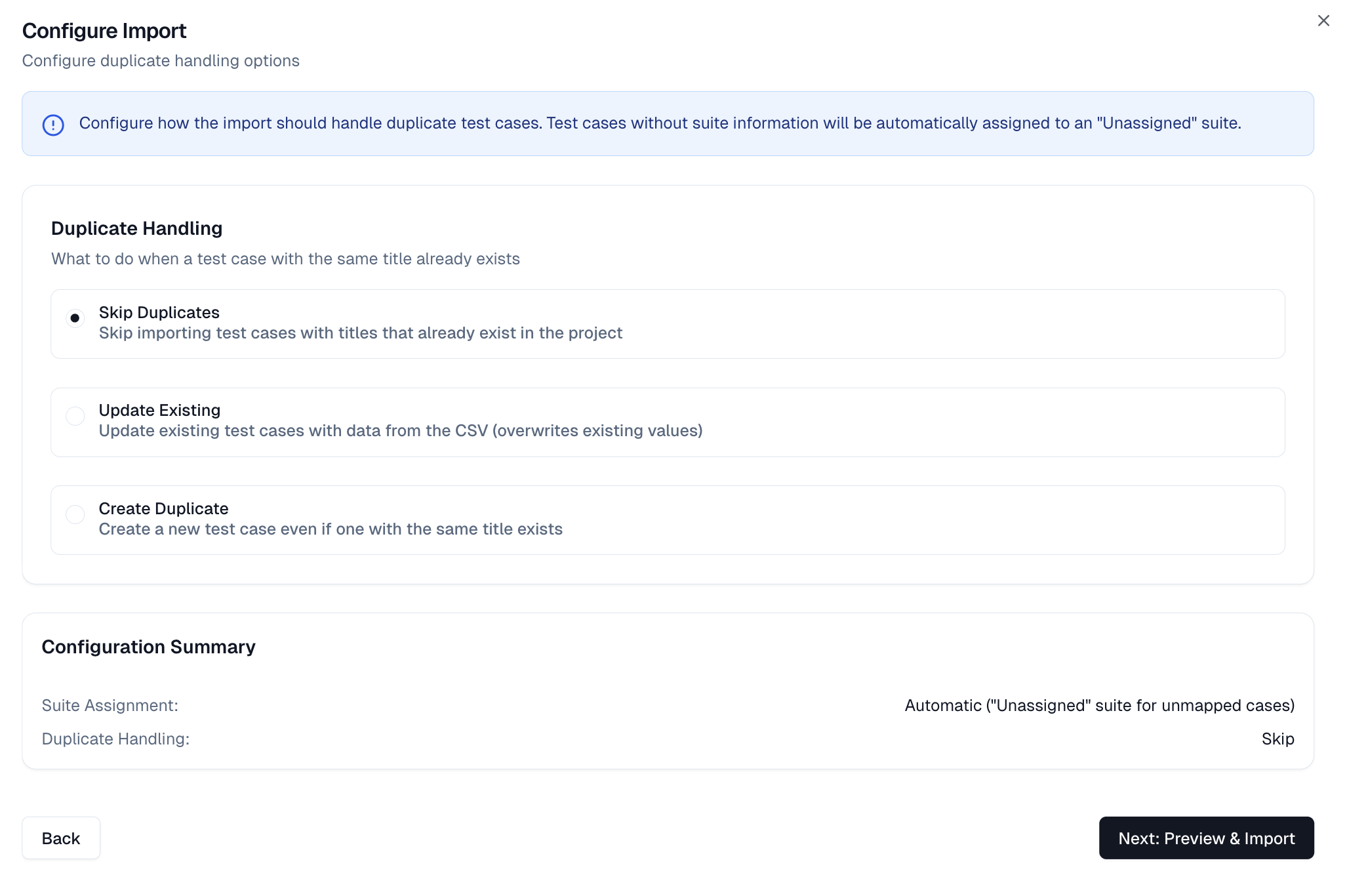 Configure Duplicate Handling