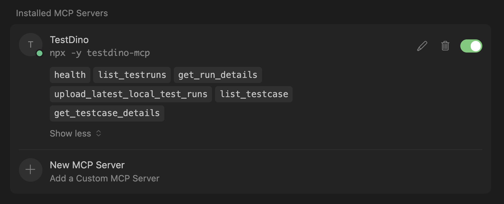 TestDino MCP Server configured in Cursor IDE